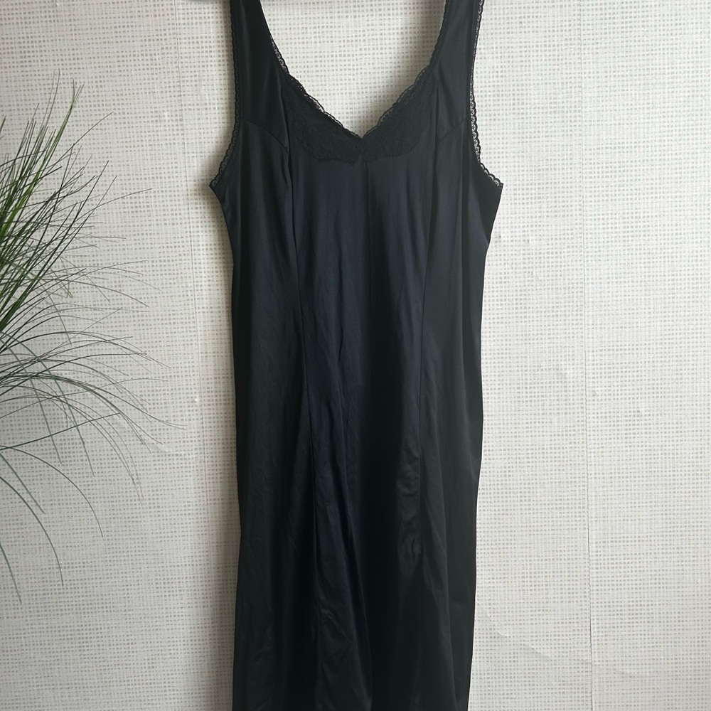 Vintage petticoat junction Elegant Black Lace Trim Slip Dress